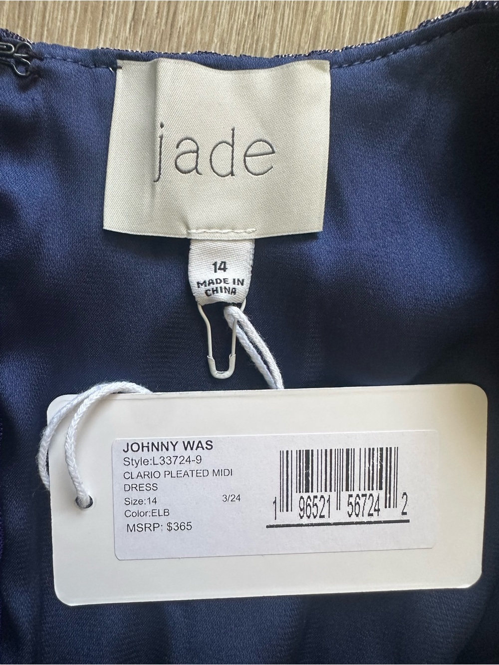 Johnny Was Jade Clario Pleated Midi Dress Sleeveless V-neck Blue Sz 14 NWT New - Picture 8 of 12